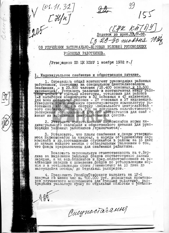 Додаток до протоколу Політбюро ЦК КП(б)У № 88